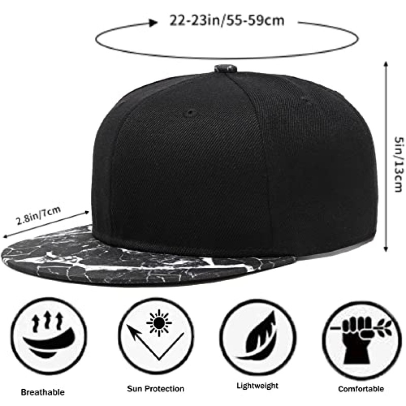 Mens Snapback 야구 모자 힙합 스타일 플랫 바이저 조정 가능한 야외 모자 남여 조정 가능한 통기성