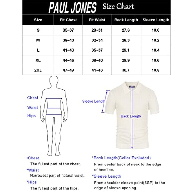 PJ PAUL JONES 남성 통기성 뜨개질 폴로 셔츠 질감 있는 반소매 골프 폴로 셔츠