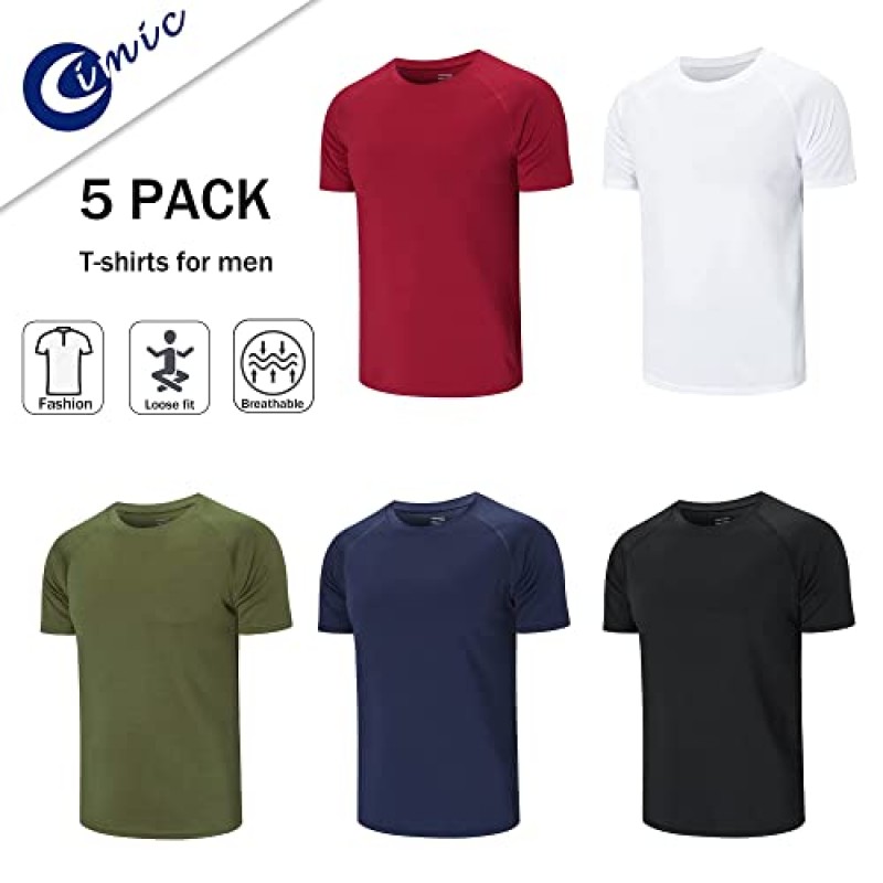Cimic 5/3 팩 러닝 탑 남성 캐주얼 셔츠 운동 일반 체육관 수분 흡수 활성 운동 반팔 티셔츠