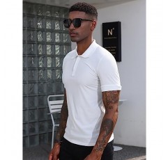 Poriff Mens 폴로 셔츠 운동용 Quick Dry Fit 골프 셔츠 반소매 T 셔츠 수분 흡수 여름 셔츠