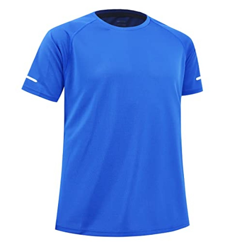 HIGHFISH 남성용 운동 T 셔츠 반팔 액티브 탑 드라이 피트 체육관 티 크루 넥 운동 달리기 Tshirt