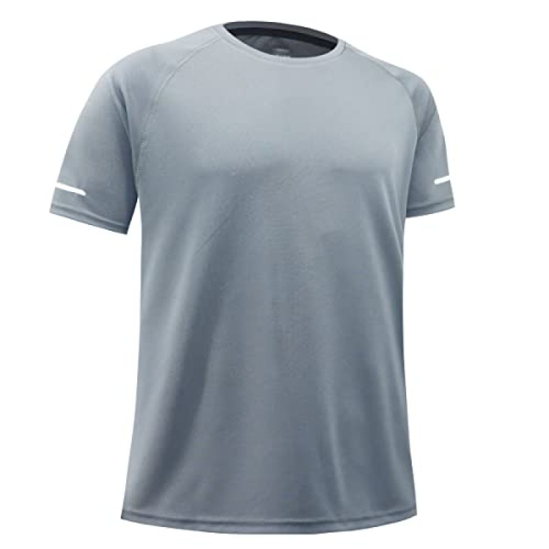 HIGHFISH 남성용 운동 T 셔츠 반팔 액티브 탑 드라이 피트 체육관 티 크루 넥 운동 달리기 Tshirt