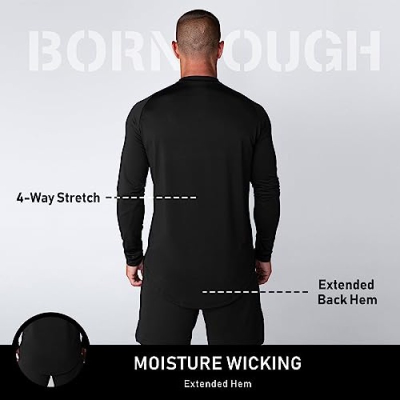 Born Tough 남성용 운동 긴소매 티셔츠, 남성용 운동용 보디빌딩 긴소매 티셔츠, 러닝 긴소매 티셔츠