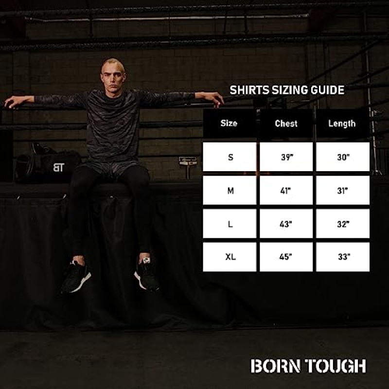 Born Tough 남성용 운동 긴소매 티셔츠, 남성용 운동용 보디빌딩 긴소매 티셔츠, 러닝 긴소매 티셔츠