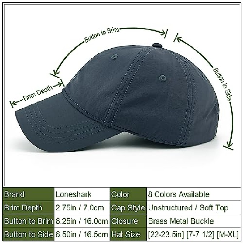 Loneshark Mens 방수 야구 모자 Womens Quick Dry 포니 테일 모자 여름 야외 스포츠 Running Sun Protection 볼 캡