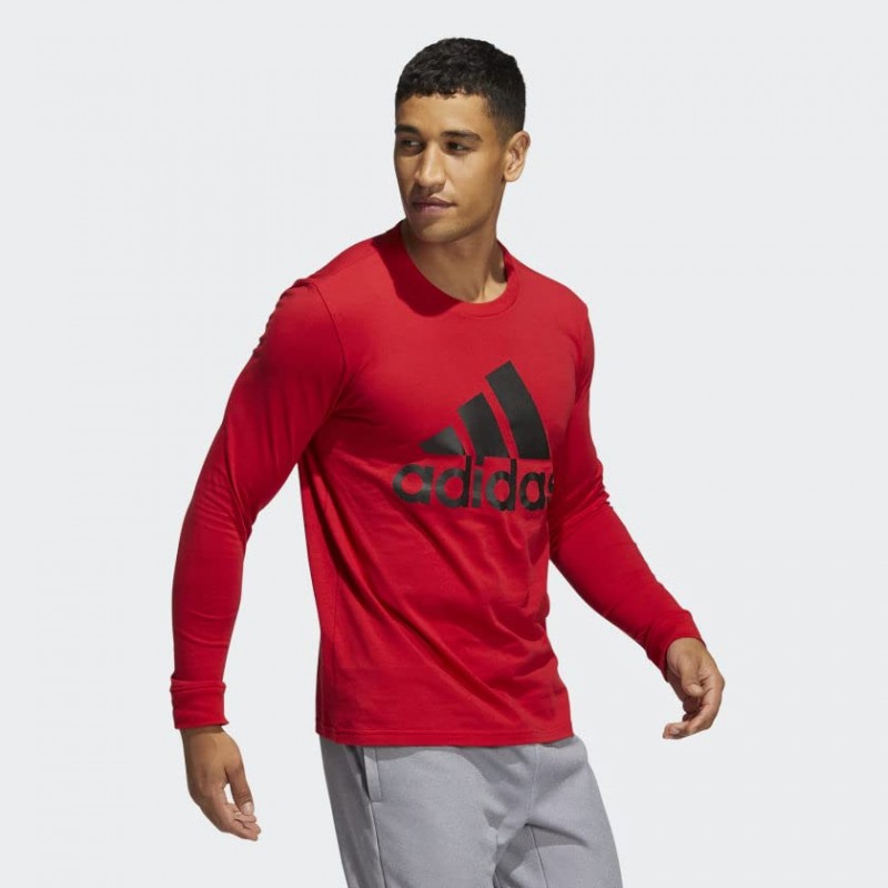 adidas 남성용 기본 스포츠 배지 긴팔 티셔츠