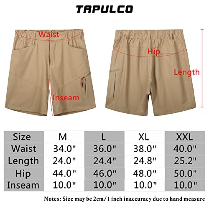 TAPULCO 남성 캐주얼 카고 반바지 여름 기본 빠른 건조 스트레치 신축성 있는 허리 하이킹 포켓이 있는 골프 야외 반바지