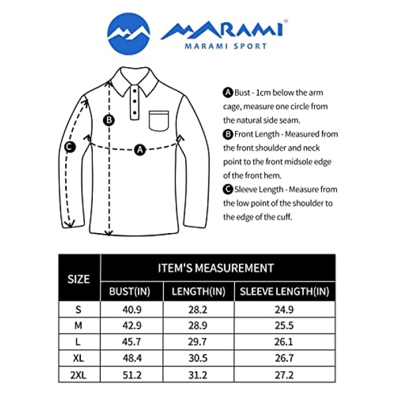 marami 남성용 폴로 긴팔 - UPF 퀵 드라이 낚시 러닝 테니스 야외 클래식 칼라 골프 셔츠