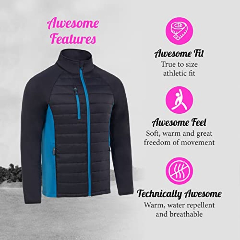 남성용 Royal & Awesome 하이브리드 퀼팅 골프 재킷, 퍼퍼 재킷 남성, 남성 골프 재킷, 골프 다운 재킷 남성