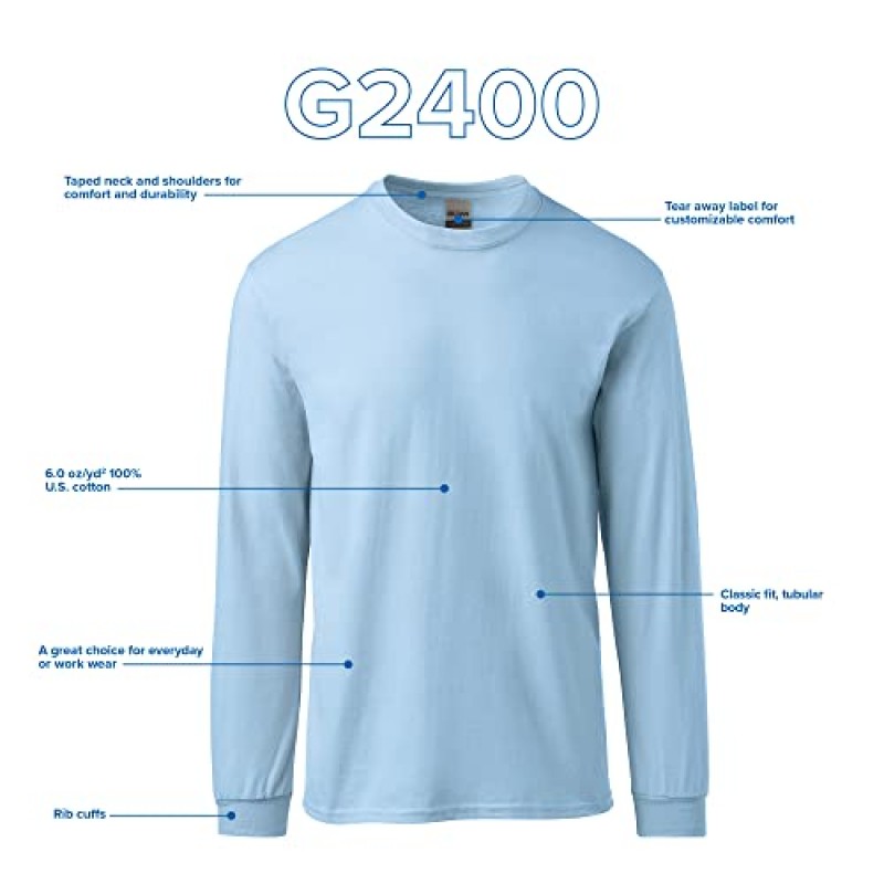 길단 울트라 코튼 긴팔 티셔츠, 스타일 G2400, 멀티팩