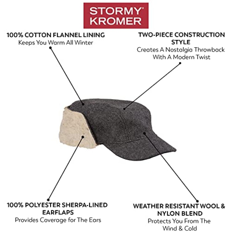 Stormy Kromer Bergland 캡 - 귀 덮개가 있는 남성용 겨울 가이드 모자