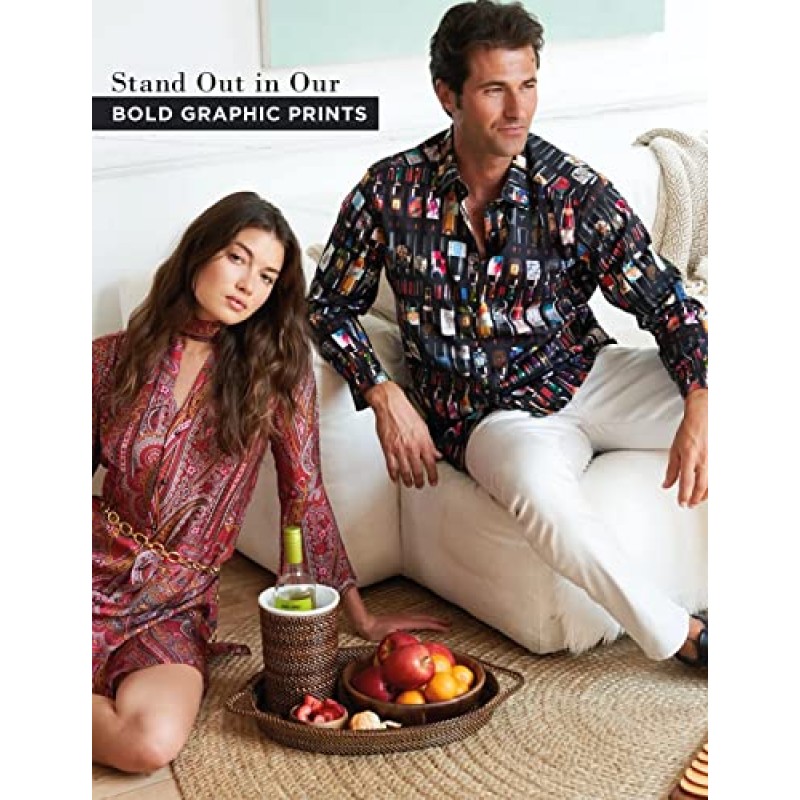 Robert Graham Ace 반소매 니트 셔츠, 남성용 풀온 폴로