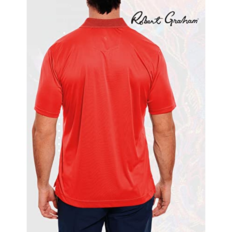 Robert Graham Ace 반소매 니트 셔츠, 남성용 풀온 폴로