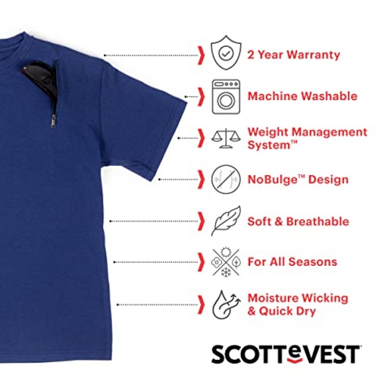 SCOTTeVEST 남성용 대나무 티셔츠 | 3개의 주머니 | 소매치기 방지