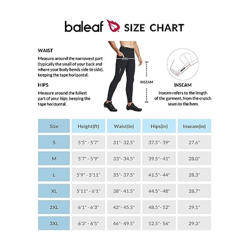 BALEAF 남성용 보온 사이클링 바지, 4D 패딩 겨울 자전거 타이즈 플리스 안감 자전거 라이딩 레깅스