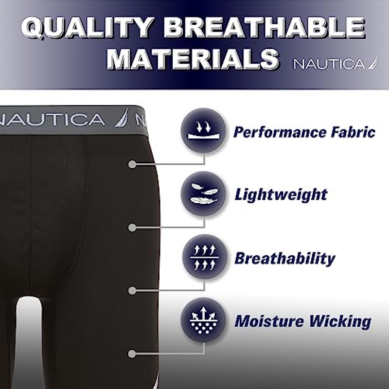 Nautica 3팩 남성 베이스 레이어 짧은, 통기성 성능 압축 반바지 남성, 언더 레이어 허벅지 마찰 방지