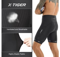 X-TIGER 남성용 사이클링 반바지(백 포켓 포함), 남성용 5D 젤 패딩 자전거 반바지, 산악 도로 자전거 라이딩 하프 팬츠 타이츠