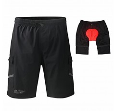 bpbtti 남성용 산악 자전거 반바지 분리 불가능한 메쉬 라이너가 있는 3D 패딩 MTB 사이클링 반바지-경량 및 통기성