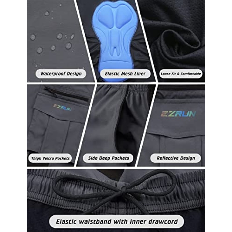 EZRUN 남성용 3D 패딩 산악 자전거 반바지 경량 MTB 사이클링 반바지