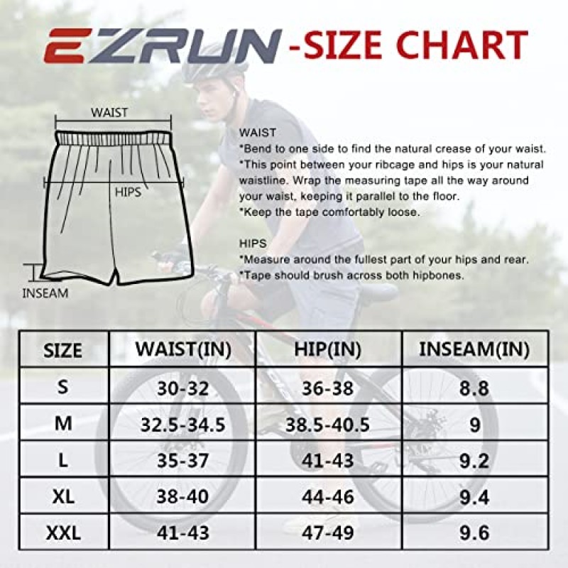 EZRUN 남성용 3D 패딩 산악 자전거 반바지 경량 MTB 사이클링 반바지