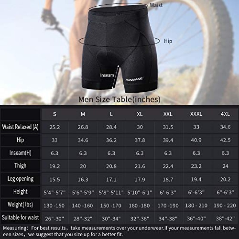 Souke 스포츠 남자 사이클링 속옷 반바지 4D 패딩 자전거 자전거 MTB 라이너 반바지 미끄럼 방지 다리 그립