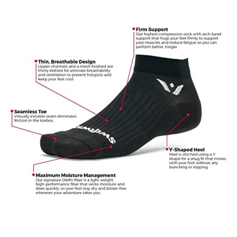 Swiftwick - ASPIRE ONE 러닝 및 사이클링 양말, 남성용 및 여성용, 흡습성, 경량
