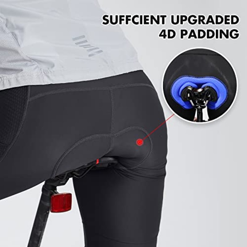 BALEAF 남성용 사이클링 반바지, 포켓이 있는 4D 패딩 산악 자전거 반바지 자전거 도로 자전거 라이딩 섀미 가죽 UPF50+