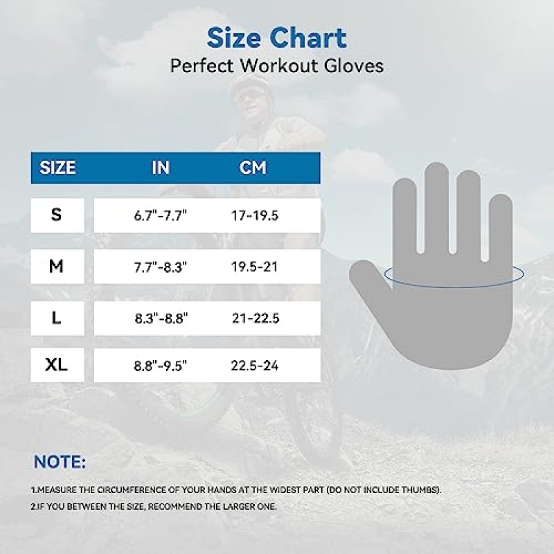 Glofit 사이클링 장갑 남성용/여성용 자전거 장갑 - 5MM 패딩 자전거 장갑 풀 핑거 스크린 터치 로드 자전거 MTB 자전거 장갑 - 사이클링/운동/체육관/훈련/야외용