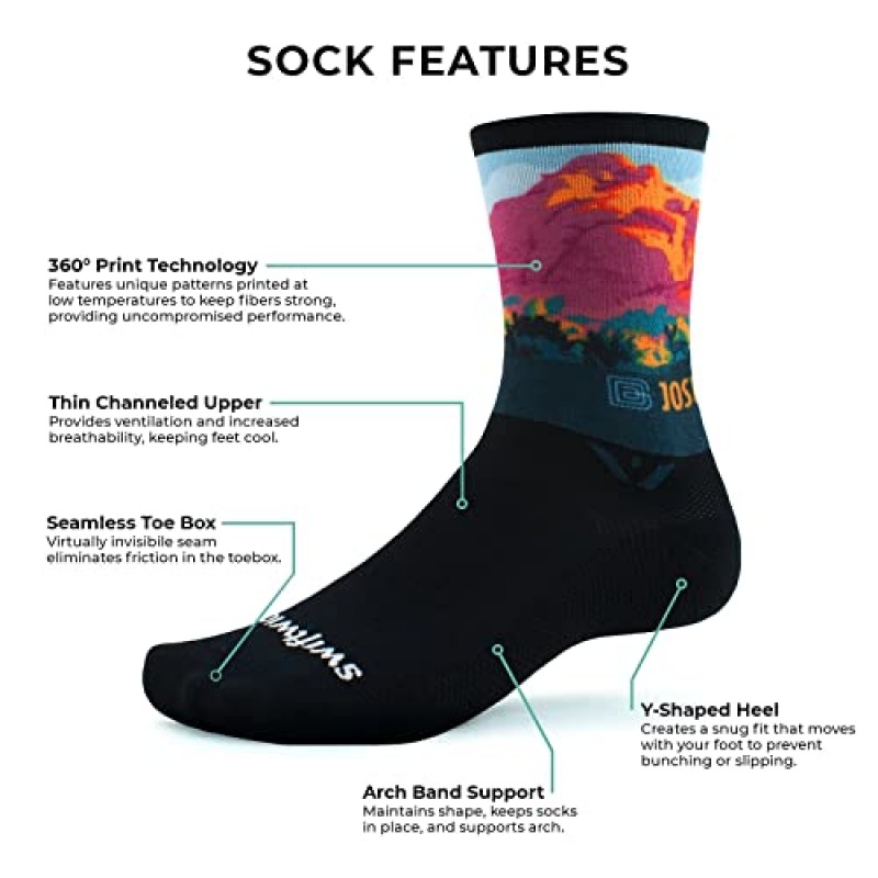 Swiftwick VISION SIX IMPRESSION 국립공원 에디션, 러닝, 하이킹 및 사이클링 양말