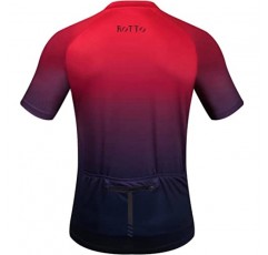 ROTTO 남성용 사이클링 져지 반소매 자전거 셔츠 그라데이션 컬러 프로 시리즈(지퍼 후면 포켓 포함)