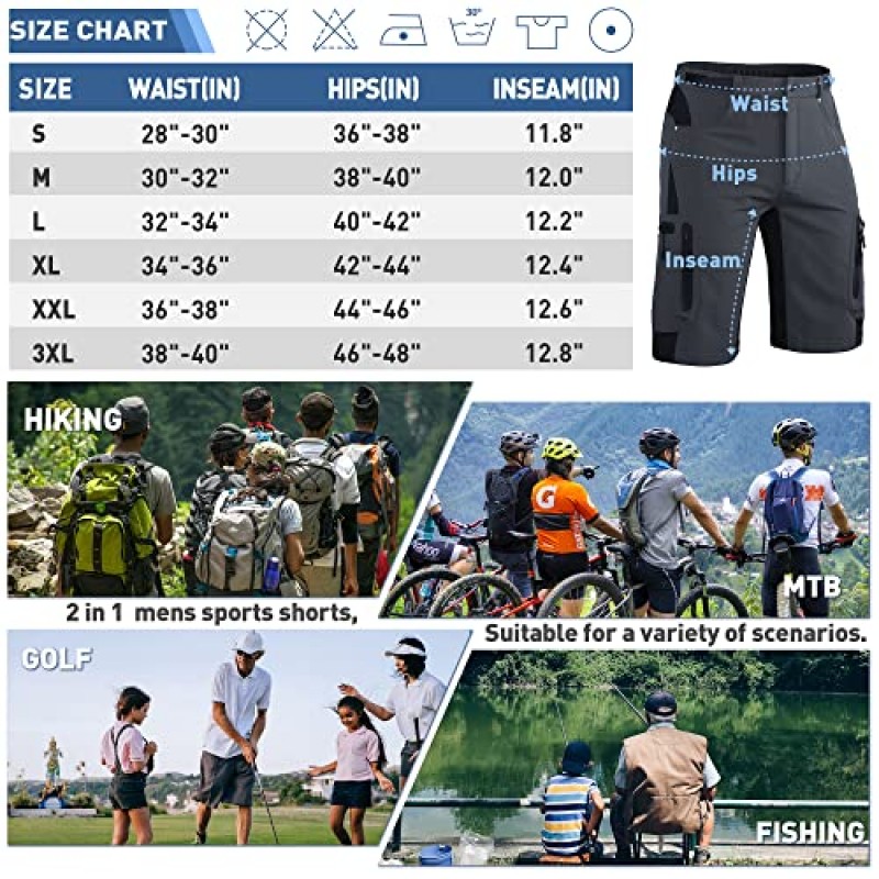 Ally Mens MTB 산악 자전거 반바지 4D 패딩 헐렁한 자전거 사이클링 자전거 타기 자전거 반바지 경량 루즈핏