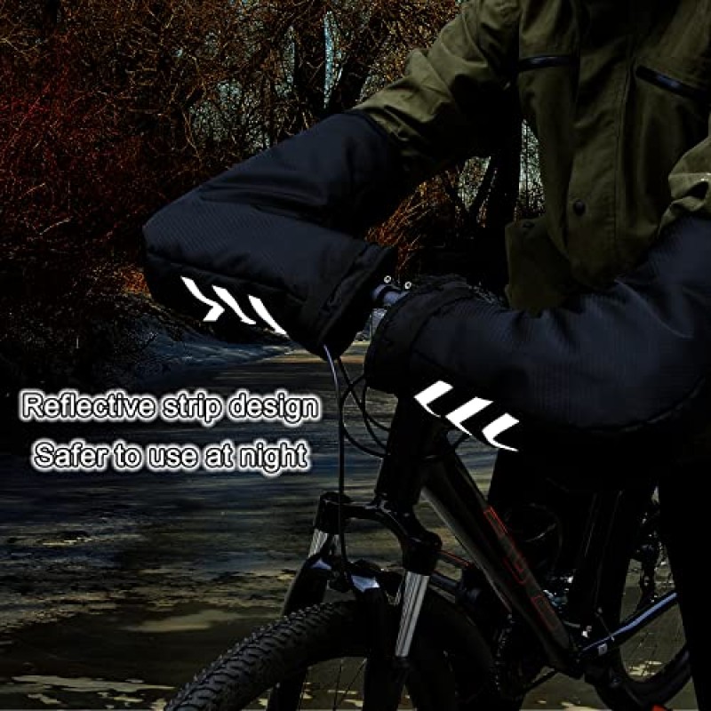 DNIEBW 자전거 핸들 자전거 핸들 미트 방수 자전거 바 워머 혹한의 날씨 산악 통근자 MTB 지방 자전거 바 커버 자전거 타는 사람 포지 벙어리 장갑 방풍 사이클링 장갑 남성용 선물용
