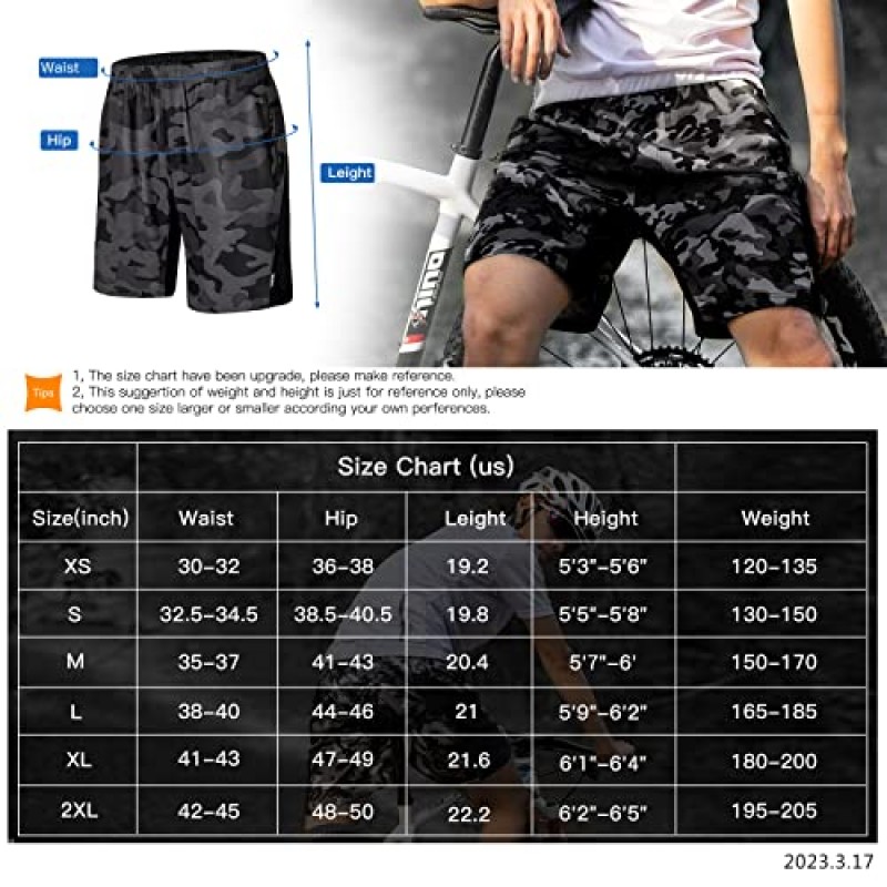 Santic 남성용 자전거 반바지 패딩 처리된 사이클링 반바지가 포함된 루즈핏 Softshell 산악 자전거 MTB 자전거 트레일 반바지