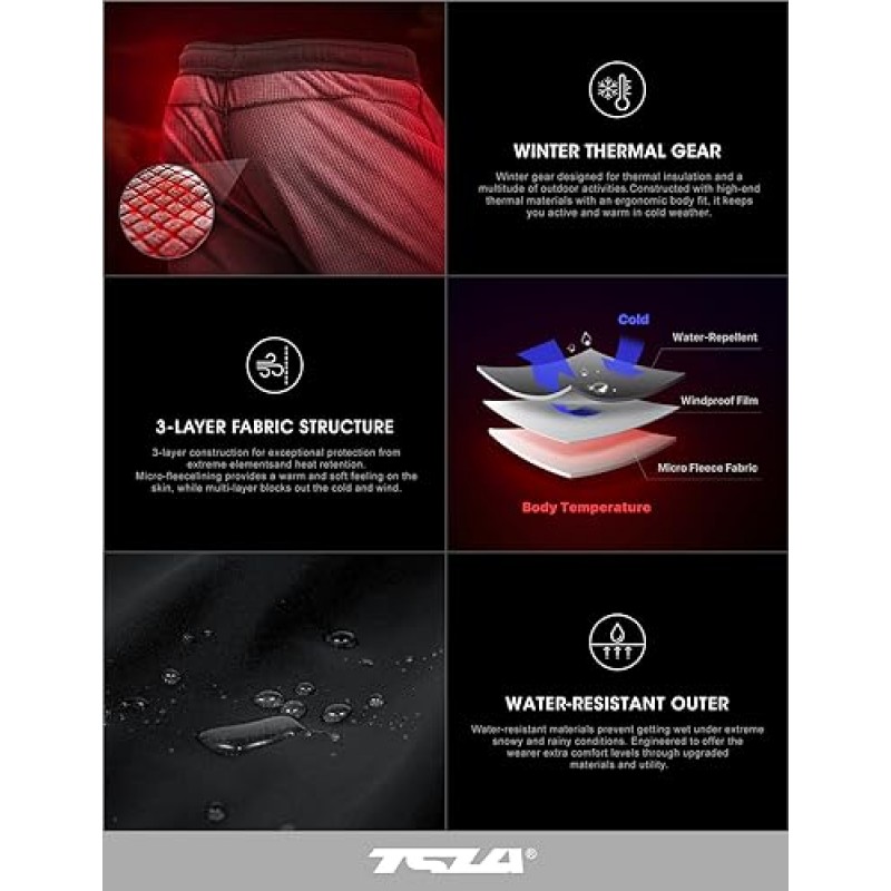 TSLA 남성용 보온 방풍 사이클링 바지, 양털 안감 야외 자전거 바지, 겨울 추운 날씨 러닝 바지