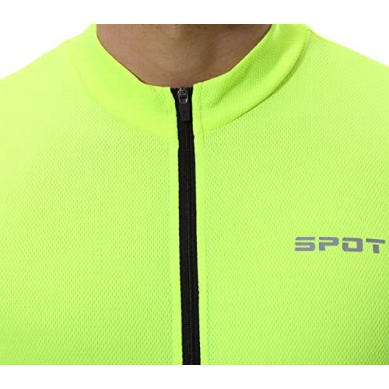 Spotti 남성용 사이클링 자전거 져지 긴 소매, 후면 포켓 3개 - 수분 흡수, 통기성, 속건성 자전거 셔츠