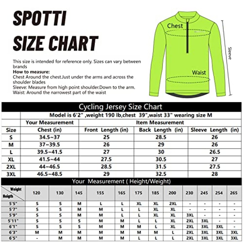 Spotti 남성용 사이클링 자전거 져지 긴 소매, 후면 포켓 3개 - 수분 흡수, 통기성, 속건성 자전거 셔츠