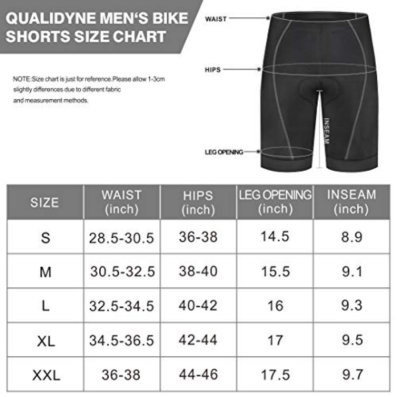 Qualidyne 남성용 사이클링 자전거 반바지 3D 패딩 자전거 라이딩 자전거 자전거 바지 사이클 반바지