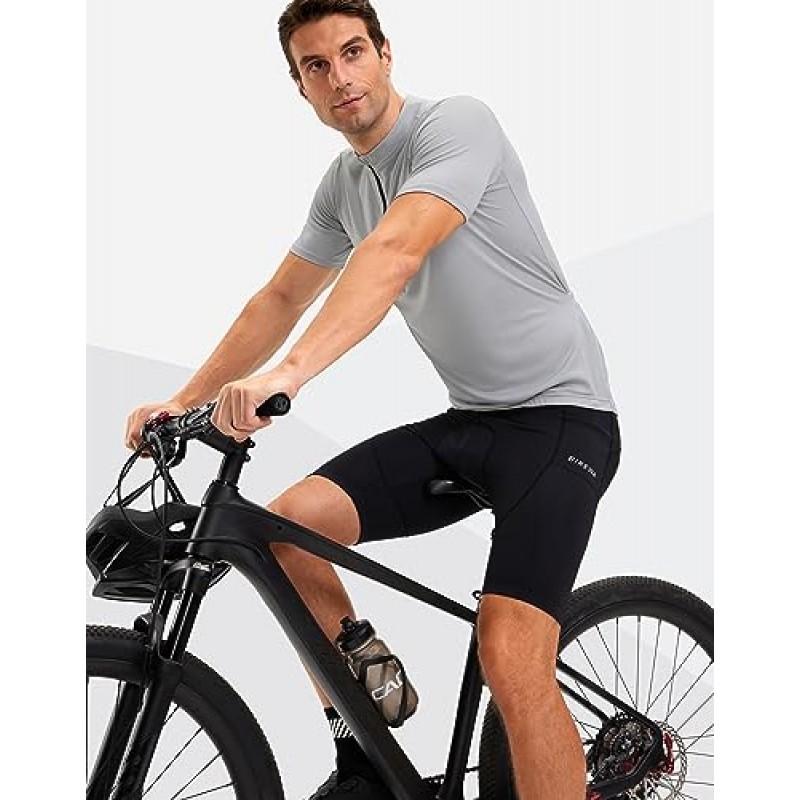 Bikewa 남성용 자전거 반바지 4D 패딩 사이클링 자전거 타기 도로 라이딩 자전거 바지 남성용 바이커 사이클 반바지 지퍼 포켓