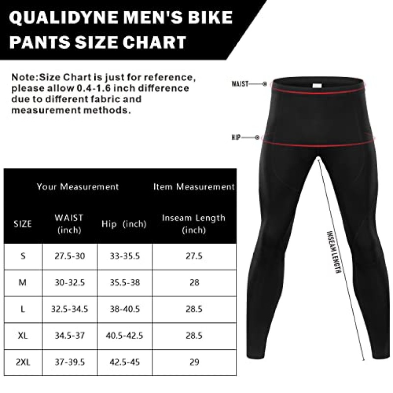 qualidyne 남성용 사이클링 자전거 바지 4D 패딩 도로 자전거 타이츠 야외 자전거 레깅스.