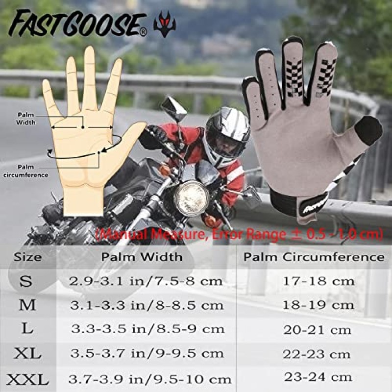 FASTGOOSE 사이클링 장갑 자전거 장갑 남성용/여성용 자전거 장갑, ATV MTB 용 전체 손가락 터치 스크린 통기성 산악 자전거 레이싱 장갑,모토크로스 장갑 오토바이 장갑