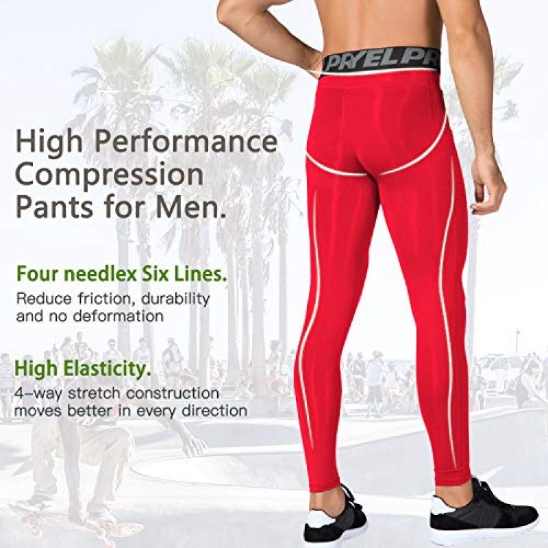 Queerier Mens Compression Pants 포켓이 있는 액티브 운동용 레깅스 Running Baselayer Tights 사이클링 운동 바지