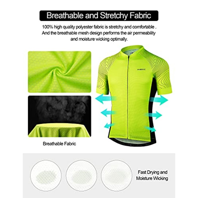 INBIKE 사이클링 저지 남성 통기성 자전거 셔츠 도로 자전거 타기를위한 빠른 건조 반사 자전거 의류