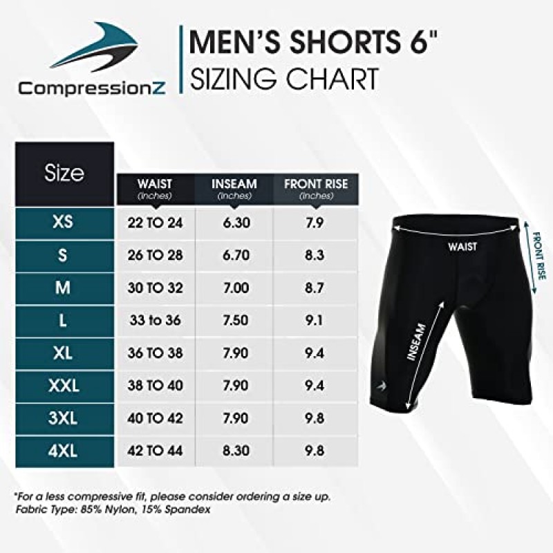 CompressionZ 압축 반바지 남성 - 스포츠용 압축 속옷 - 긴 운동, 운동, 자전거 타기, 달리기 남성용 스판덱스