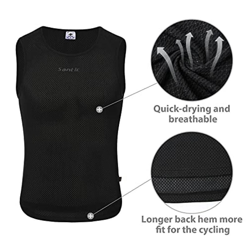 Santic Cycling Base Layer 남성용 자전거 탱크 탑 민소매 사이클링 저지 언더 셔츠 조끼 Quick Dry Star