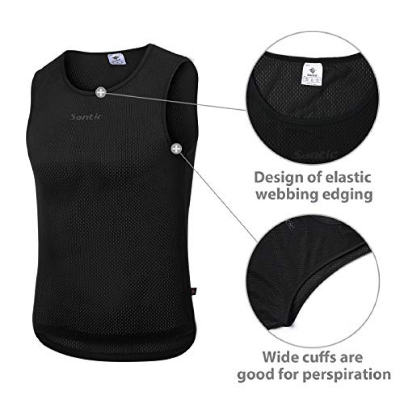 Santic Cycling Base Layer 남성용 자전거 탱크 탑 민소매 사이클링 저지 언더 셔츠 조끼 Quick Dry Star