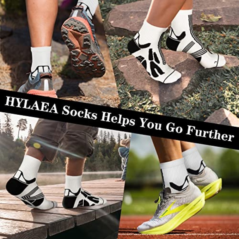 Hylaea Quarter Athletic Running 양말 물집 없음, 사이클링 스포츠용 쿠션 수분 흡수 양말