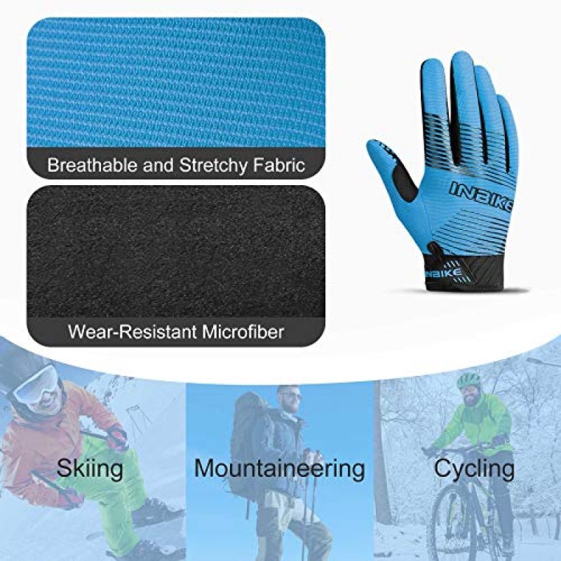 INBIKE 남성용 산악 자전거 장갑 통기성 신축성 터치 스크린 내마모성 야외 스포츠 사이클링 자전거 타기