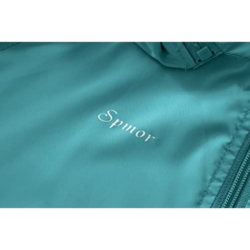 Spmor 남성용 경량 방수 재킷 패커블 윈드브레이커 러닝 코트