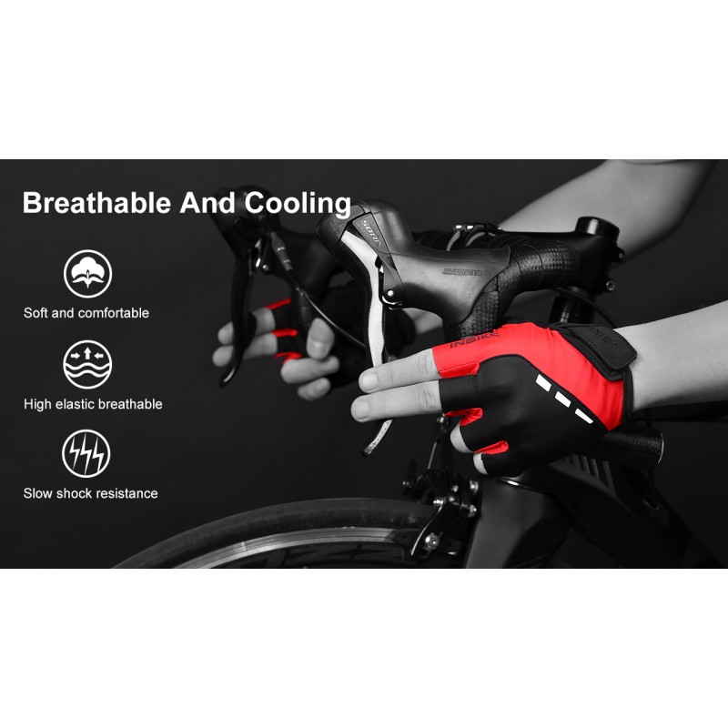 INBIKE 사이클링 장갑 3MM 젤 패드 통기성 반사 반 손가락 자전거 타기 장갑 MTB 라이딩용 경량