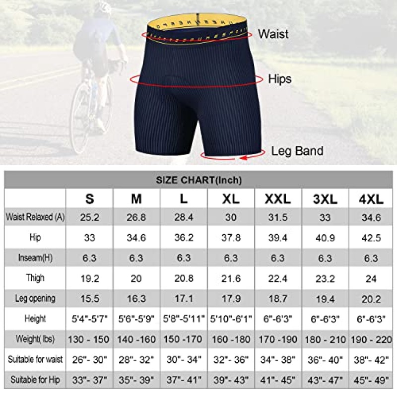 Souke 스포츠 남성용 사이클링 속옷 자전거 반바지 4D 패딩 자전거 자전거 MTB 라이너 언더쇼트(미끄럼 방지 다리 그립 포함)